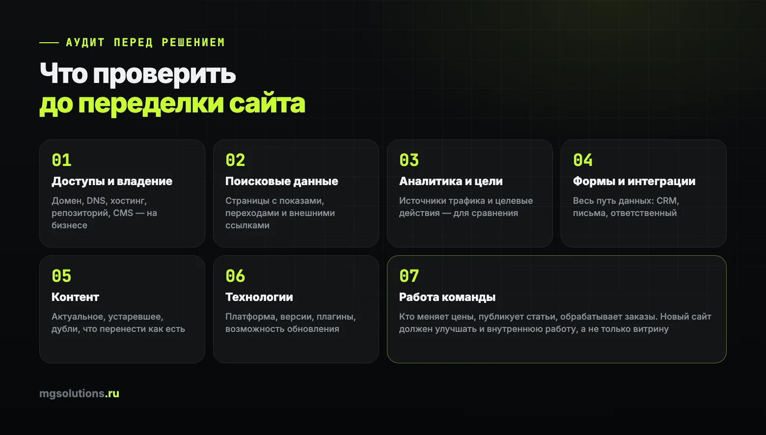 Что проверить перед переделкой сайта: семь зон аудита