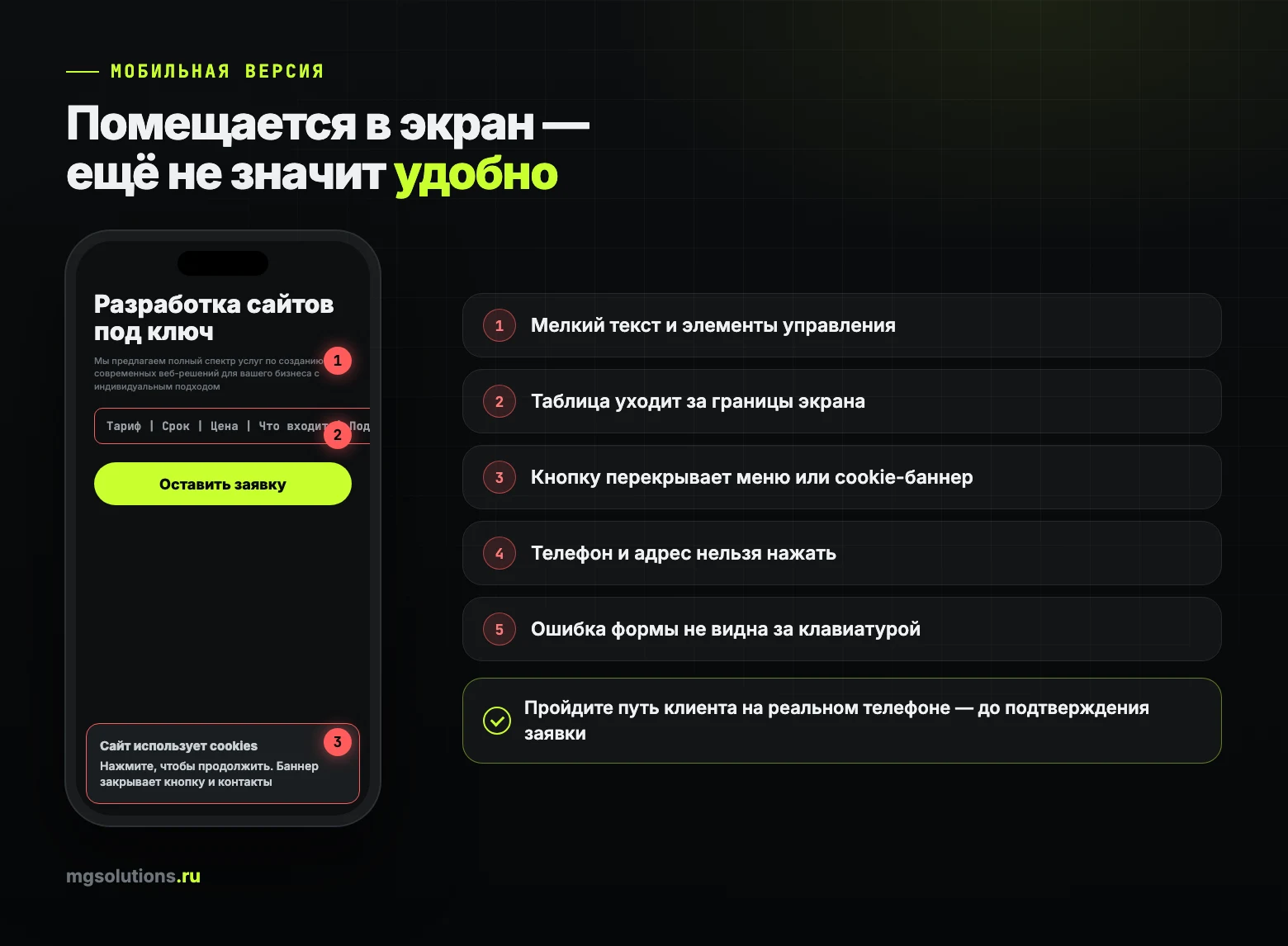 Типичные проблемы мобильной версии сайта, которые мешают получать заявки