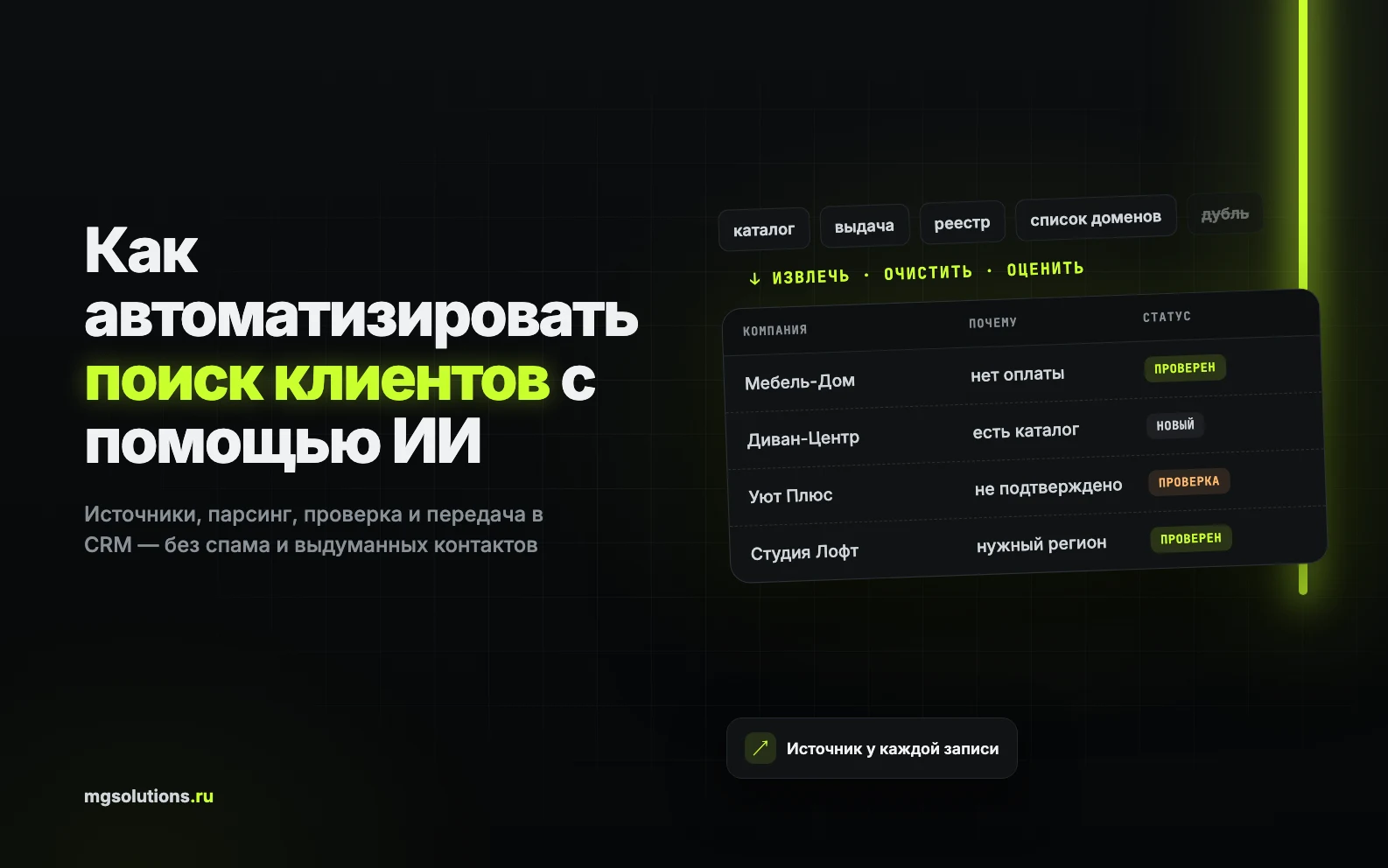 ИИ собирает и проверяет базу потенциальных клиентов